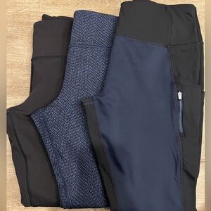 Lot of 3 Athleta Sz L Rainier Leggings in Excellent Condition